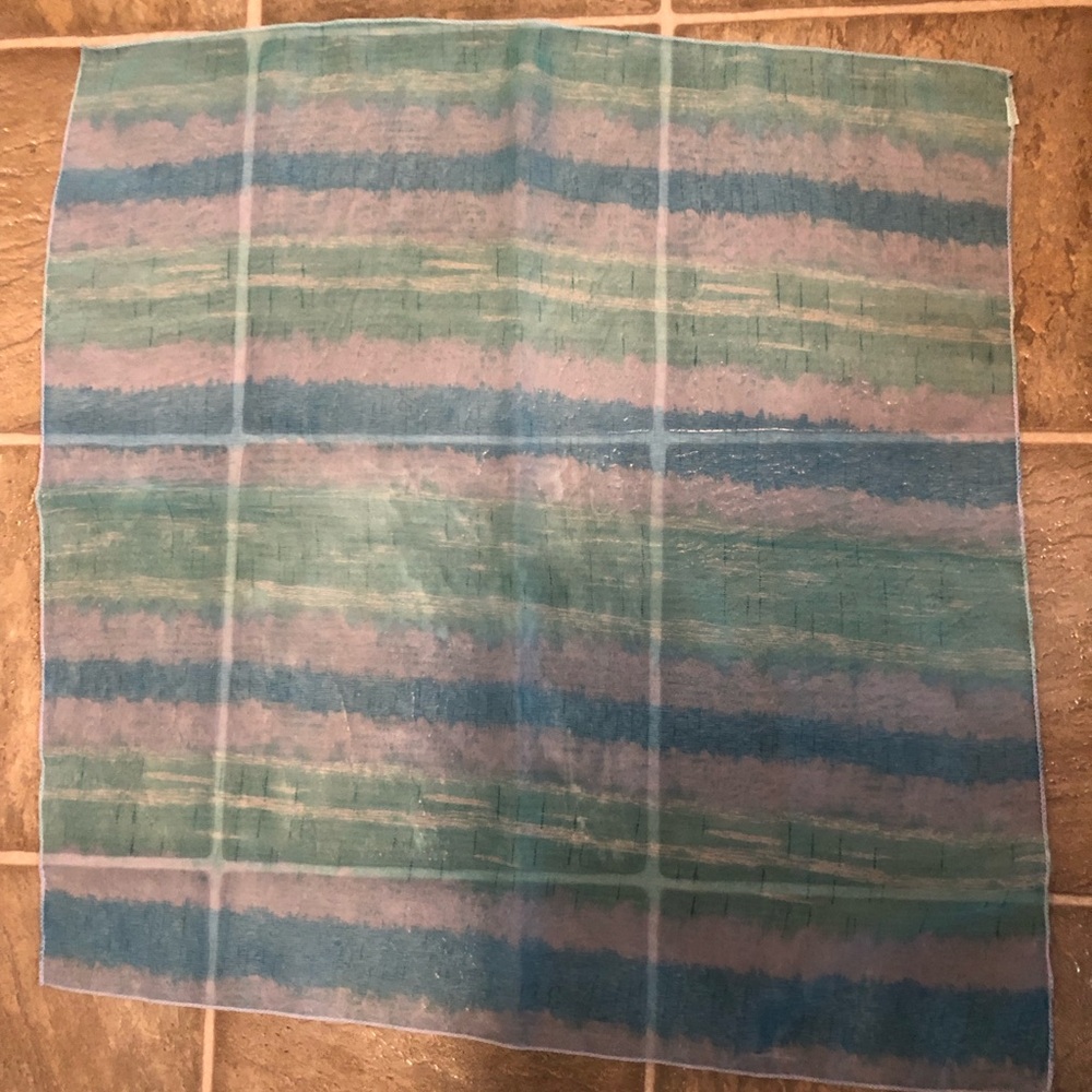 Vintage Striped Blue and Green Scarf